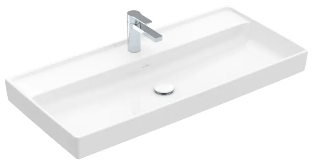 Villeroy & Boch Schrankwaschtisch aus TitanCeram „Collaro“ 1000 × 470 × 160 mm, mit Hahnlochbohrung, Hahnlochposition mittig in Weiß Alpin Villeroy & Boch Schrankwaschtisch aus TitanCeram „Collaro“ 1000 × 470 × 160 mm, mit Hahnlochbohrung, Hahnlochposition mittig in Weiß Alpin