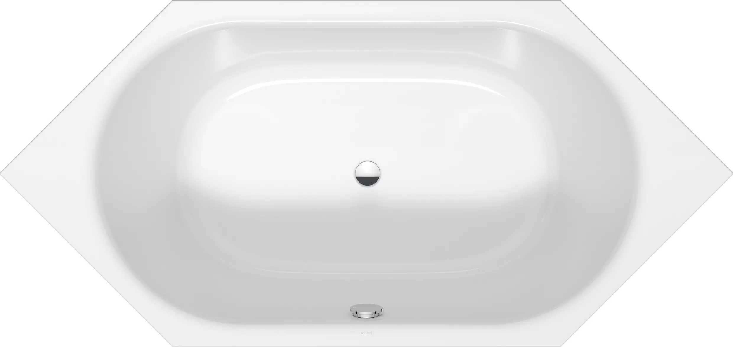 Badundu Badewanne sechseck 1900 × 900 mm, Mittelablauf