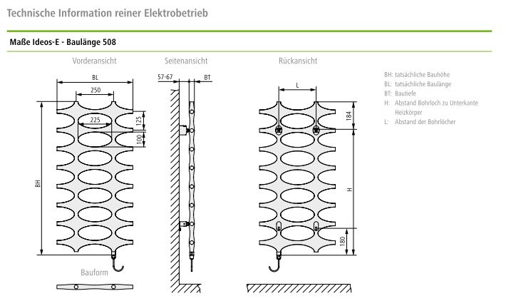 Kermi Design-Elektroheizkörper „Ideos®-E“ 50,8 × 115,1 cm in Weiß