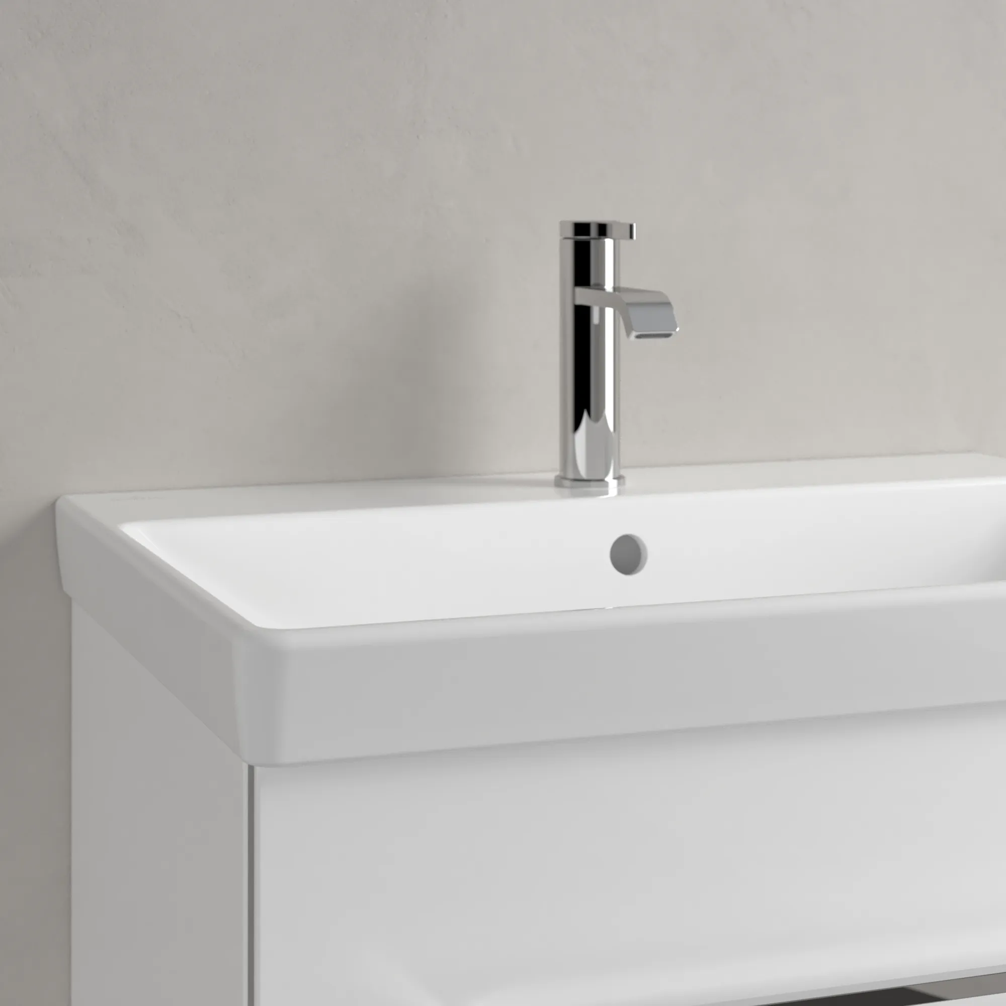 Villeroy & Boch Wandwaschtisch „Avento“ 650 × 470 × 180 mm, für Becken mittig, Hahnlochposition mittig, mit Hahnlochbohrung in Weiß Alpin