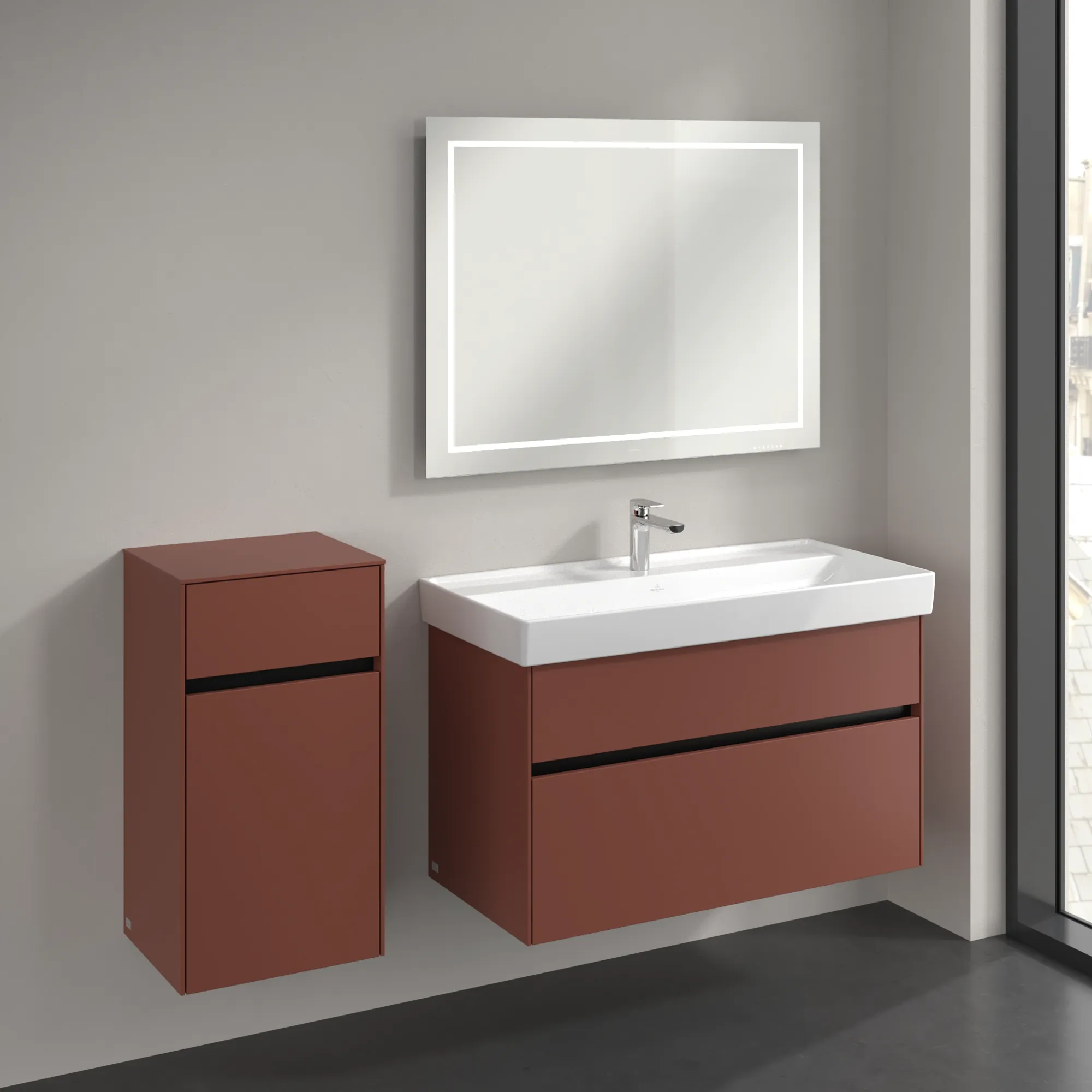 Villeroy & Boch Seitenschrank „Collaro“ 1 Tür, 1 Auszug / Schublade 40,4 × 74,8 × 34,9 cm 1 Tür, Anschlag (Scharnier) links, 1 Auszug / Schublade Villeroy & Boch Seitenschrank „Collaro“ 1 Tür, 1 Auszug / Schublade 40,4 × 74,8 × 34,9 cm 1 Tür, Anschlag (Scharnier) links, 1 Auszug / Schublade