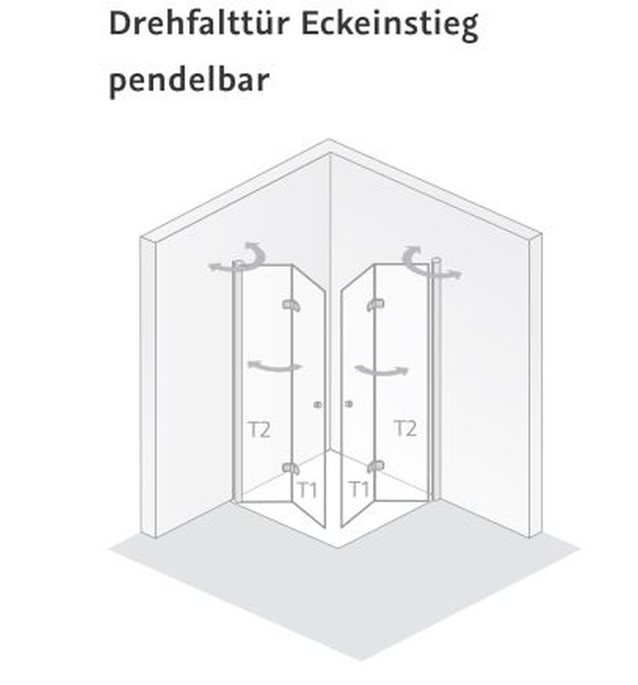 HSK teilgerahmte Drehfalttür pendelbar mit Drehfalttür „Exklusiv“ Glas Klar hell, Profile Manhattan, Scharniere Premium Softcube, B: 900 mm H: 2000 mm T: 750 mm HSK teilgerahmte Drehfalttür pendelbar mit Drehfalttür „Exklusiv“ Glas Klar hell, Profile Manhattan, Scharniere Premium Softcube, B: 900 mm H: 2000 mm T: 750 mm