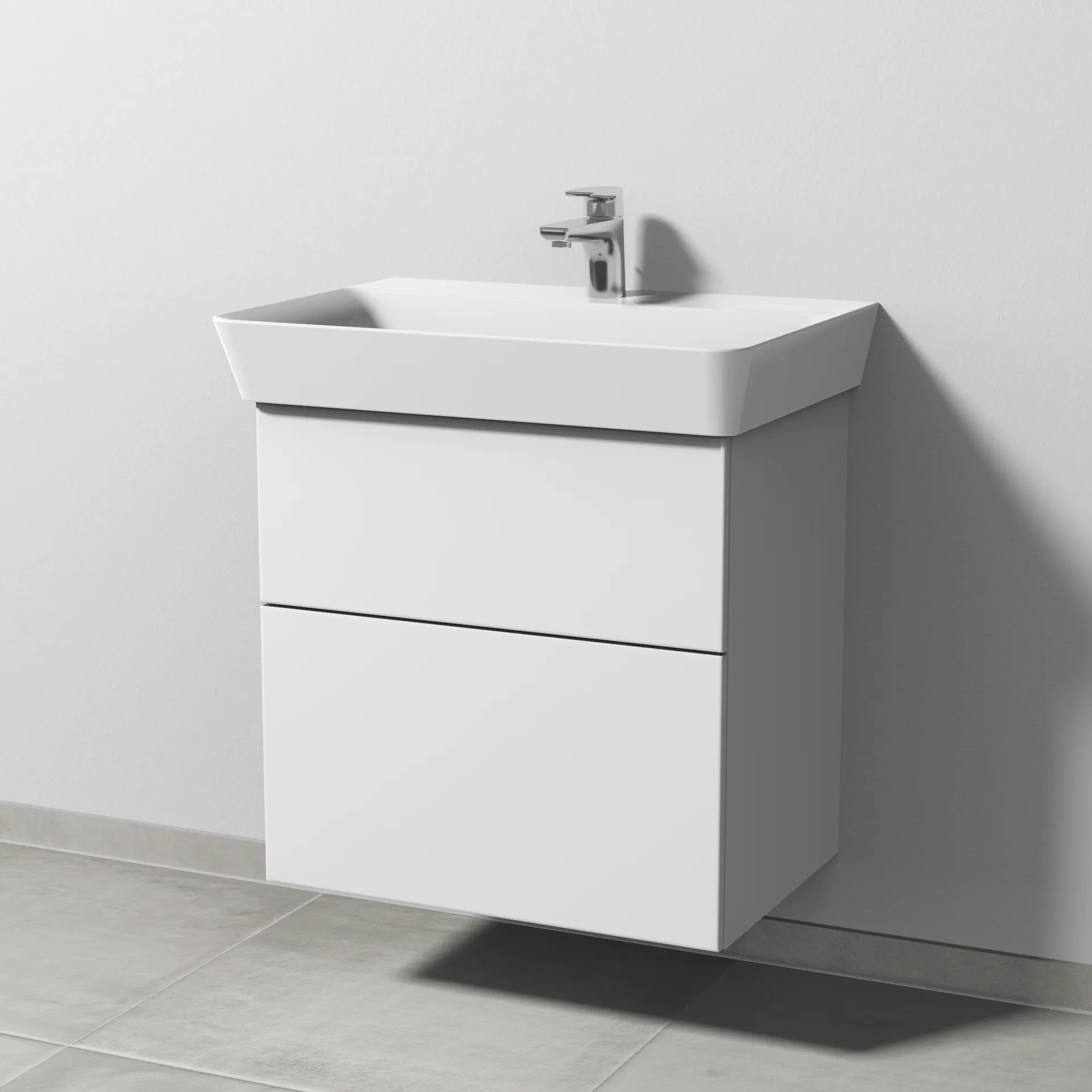 Sanipa Waschtischunterschrank „3way“ passend zu Keramik-Waschtische Connect Air Cube von Ideal Standard 580 × 582 × 402 mm in Weiß-Soft