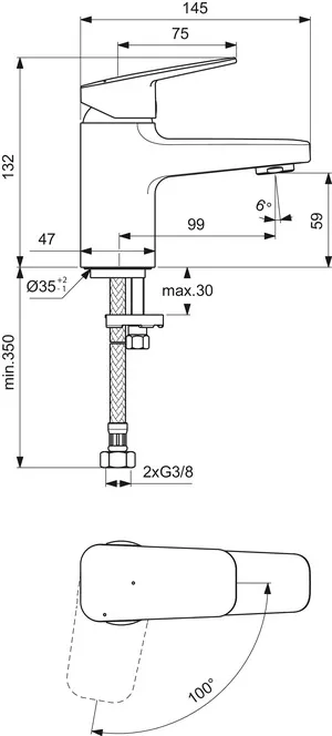 Waschtischarmatur Ceraplan H60 ohne Ablaufgarnitur Ausladung 99mm BlueStart Chrom Waschtischarmatur Ceraplan H60 ohne Ablaufgarnitur Ausladung 99mm BlueStart Chrom