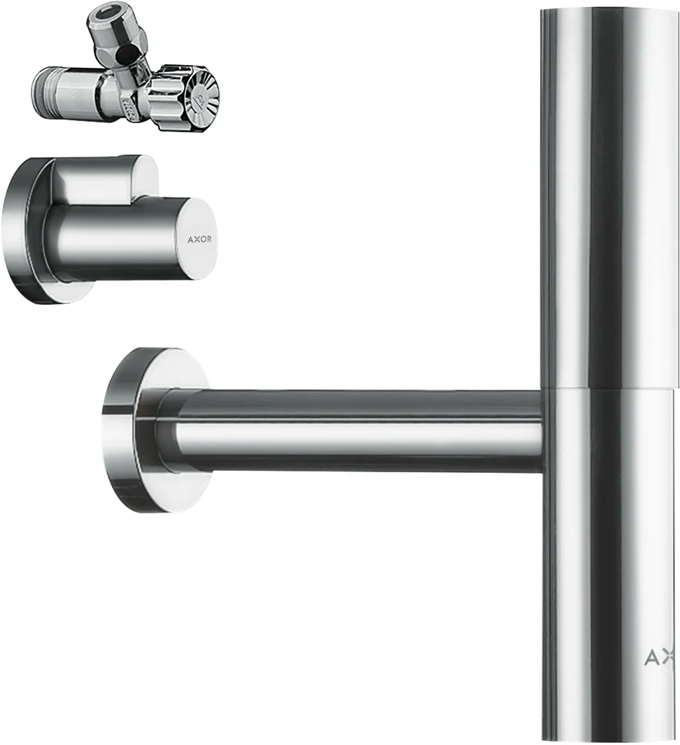 Hansgrohe AXOR Design Siphon Set Flowstar Chrom, 2 Eckventile + Schuber, Verstellweg 65–165 mm, Wandabstand 330 mm, Stauwasserhöhe 75 mm, Anschluss G 11/4 Hansgrohe AXOR Design Siphon Set Flowstar Chrom, 2 Eckventile + Schuber, Verstellweg 65–165 mm, Wandabstand 330 mm, Stauwasserhöhe 75 mm, Anschluss G 11/4