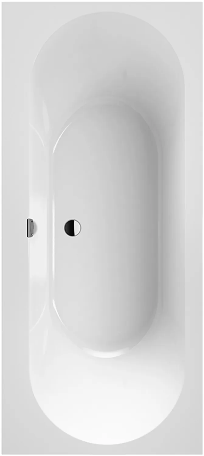 Villeroy & Boch Badewanne „Oberon 2.0“ Duo rechteck 180 × 80 cm, Mittelablauf in Stone White