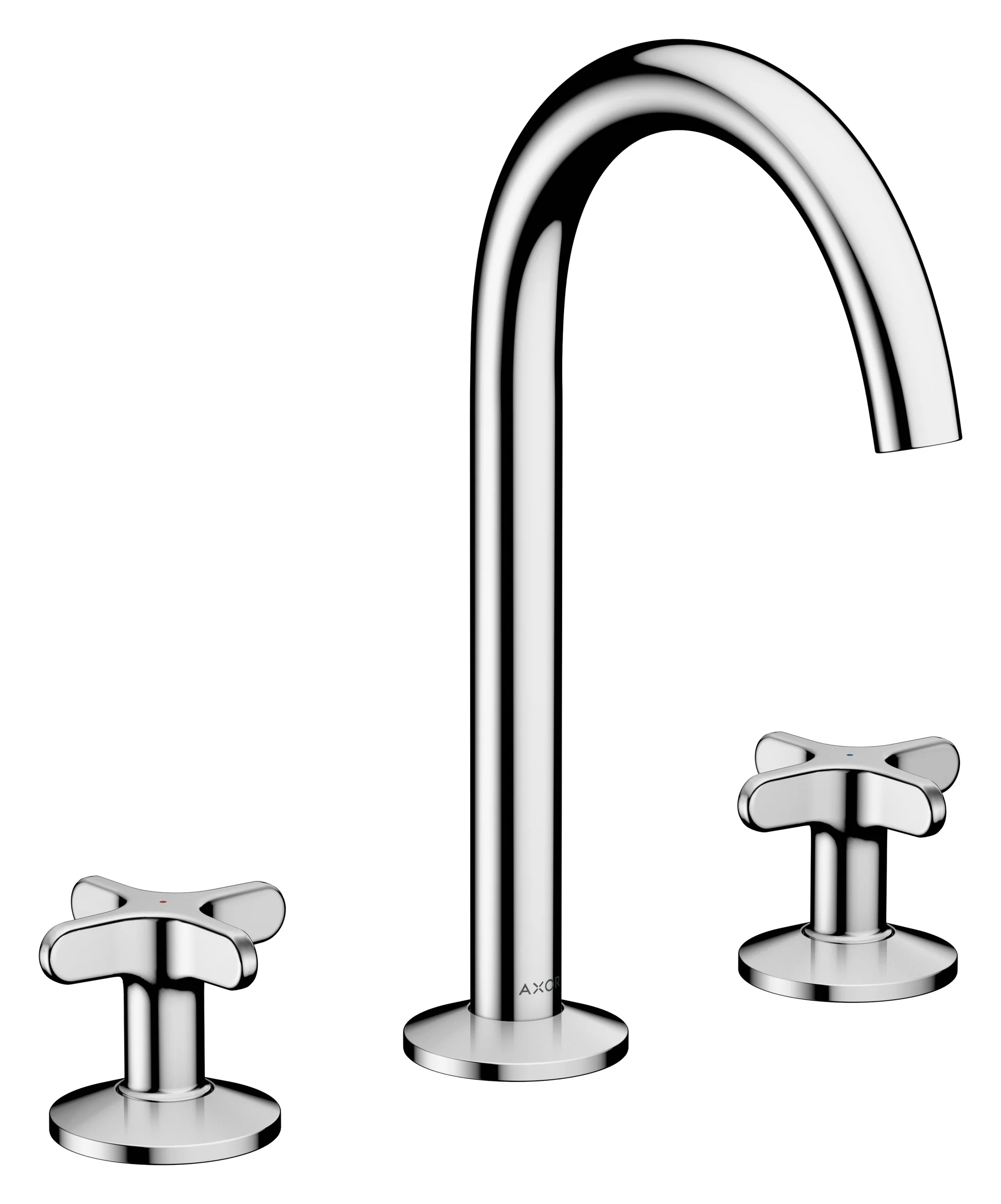 Hansgrohe AXOR One 3-Loch Waschtischarmatur Chrom, ComfortZone 170, Ausladung 140 mm, Auslaufhöhe 169 mm, Kreuzgriff Push-Open Ablaufgarnitur
