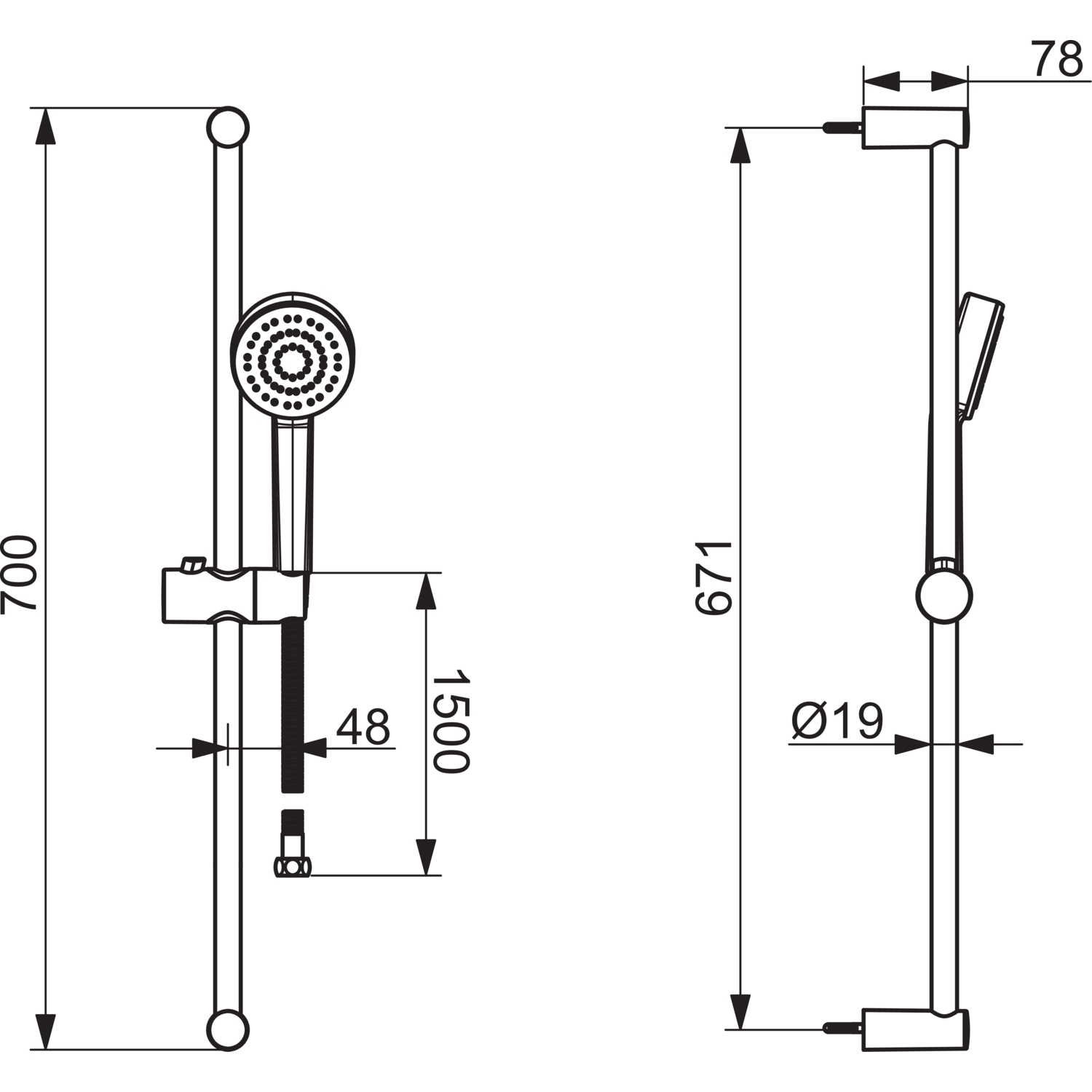 Wandstangengarnitur BASIC 5578 1-strahlig DN15 Chrom