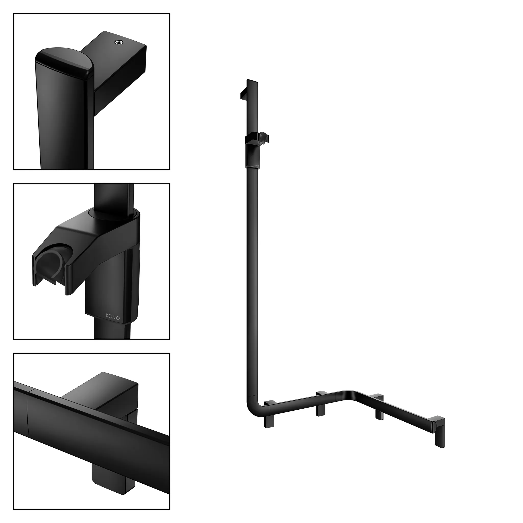 KEUCO AXESS Duschhandlauf mit Brausestange links 600/600/1300 mm schwarz matt KEUCO AXESS Duschhandlauf mit Brausestange links 600/600/1300 mm schwarz matt