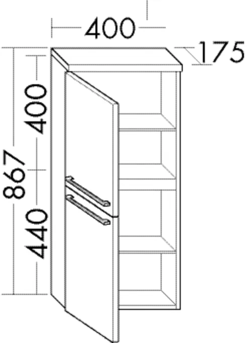 burgbad Hochschrank „bel“ 440 × 867 × 215 mm in Weiß Matt
