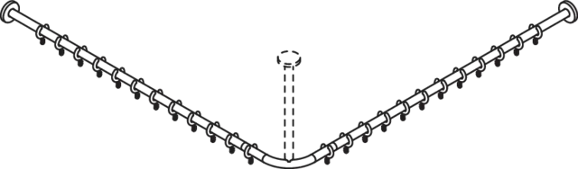 Vorhangstange des Systems 900, Edelstahl, PVD, Achsmaß 1187 x 1187 mm, kürzbar, D: 25 mm, mit 24 Vorhangringen aus POM, in Farbe CK (messing glänzend) Vorhangstange des Systems 900, Edelstahl, PVD, Achsmaß 1187 x 1187 mm, kürzbar, D: 25 mm, mit 24 Vorhangringen aus POM, in Farbe CK (messing glänzend)