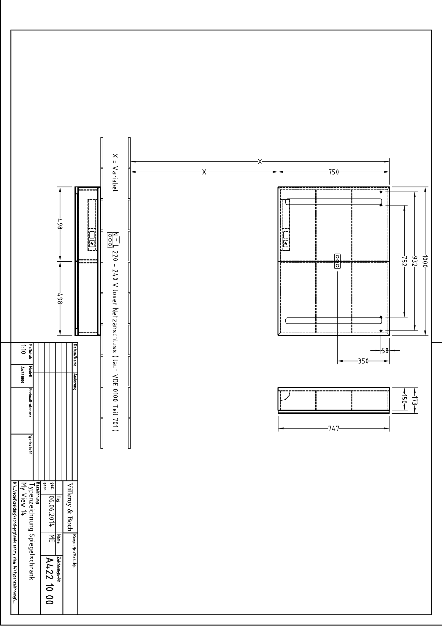 Villeroy & Boch Aufputz-Spiegelschrank My View 14, 1000x750x172 mm, glänzend, mit dimmbarer LED-Beleuchtung