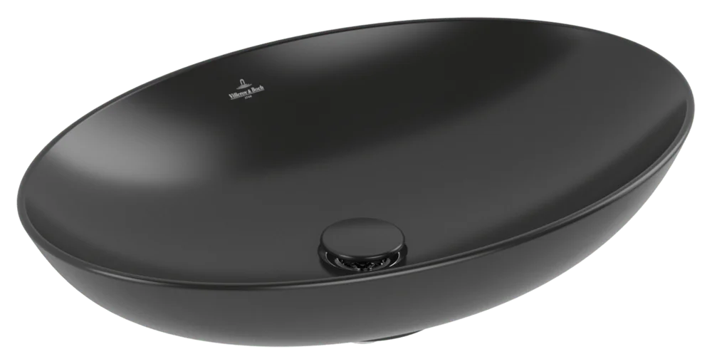 Villeroy & Boch Loop & Friends Aufsatzwaschbecken 620x420mm Oval Pure Black CeramicPlus
