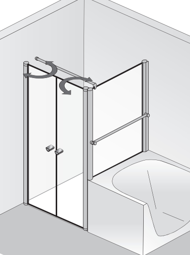 HSK teilgerahmte verkürzte Seitenwand „Exklusiv“ Glas Klar hell, Profile Alu Silber-matt, für #Türbreite#, B: 750 mm H: 1750 mm