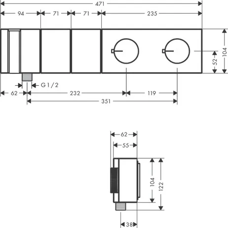 Thermostatmodul Unterputz Select Axor Edge F-Set 2 Verbr.Diamantschliff chrom Thermostatmodul Unterputz Select Axor Edge F-Set 2 Verbr.Diamantschliff chrom