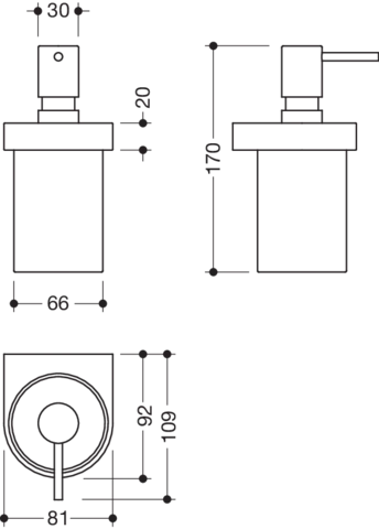 HEWI Seifenspender „System 800“ 10,9 × 8,1 × 16,8 cm