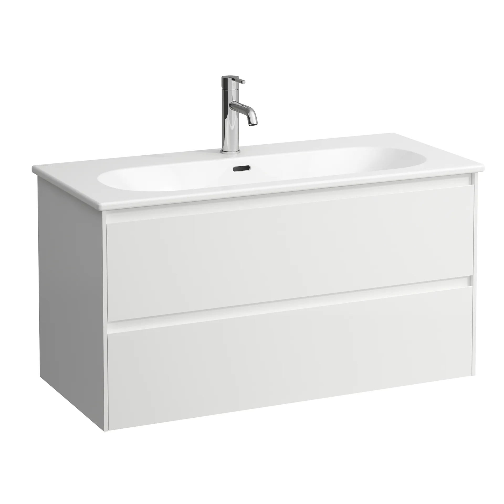 Laufen LUA Waschtisch-Set, weiß glänzend, 455 x 1000 mm, Höhe 527 mm, wandhängend mit 2 Schubladen und Soft-Close