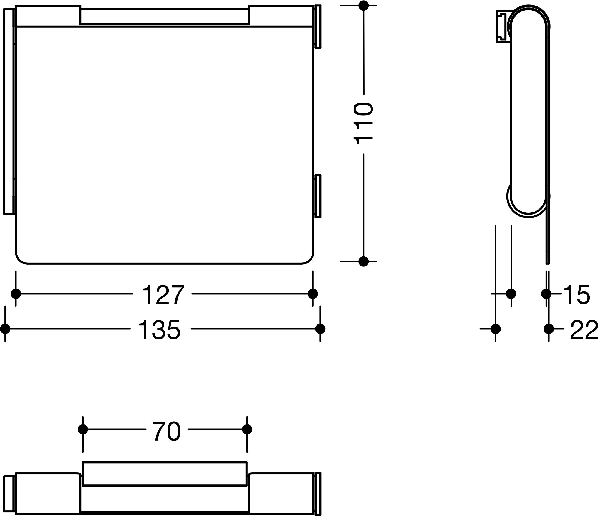 HEWI Toilettenpapierhalter pulverbeschichtet „System 900“ 13,5 × 2,3 × 11 cm