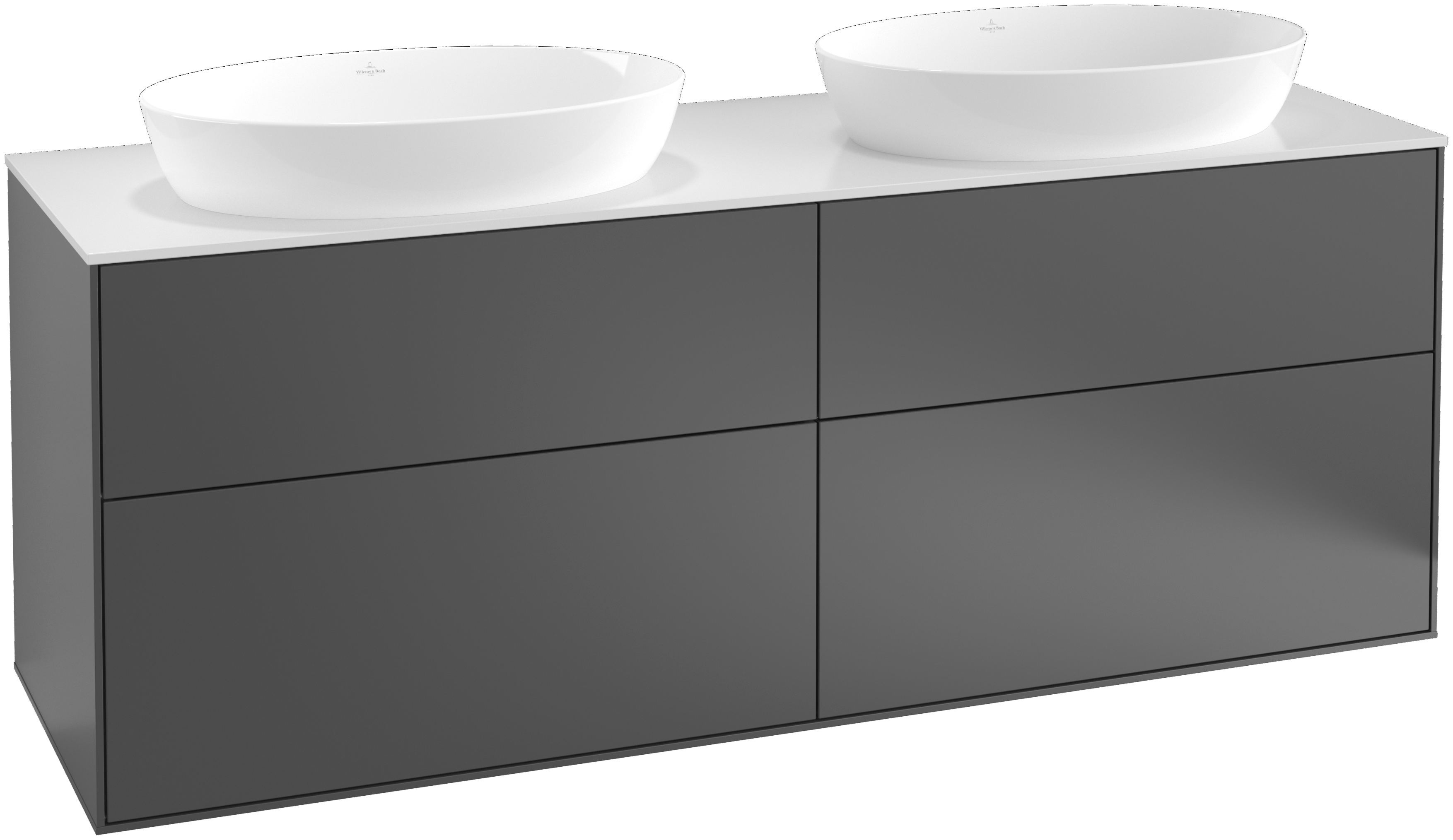 Villeroy & Boch Waschtischunterschrank „Finion“ für Schrankwaschtisch 160 × 60,3 × 50,1 cm 4 Schubladen, für 2 Waschbecken in links und rechts