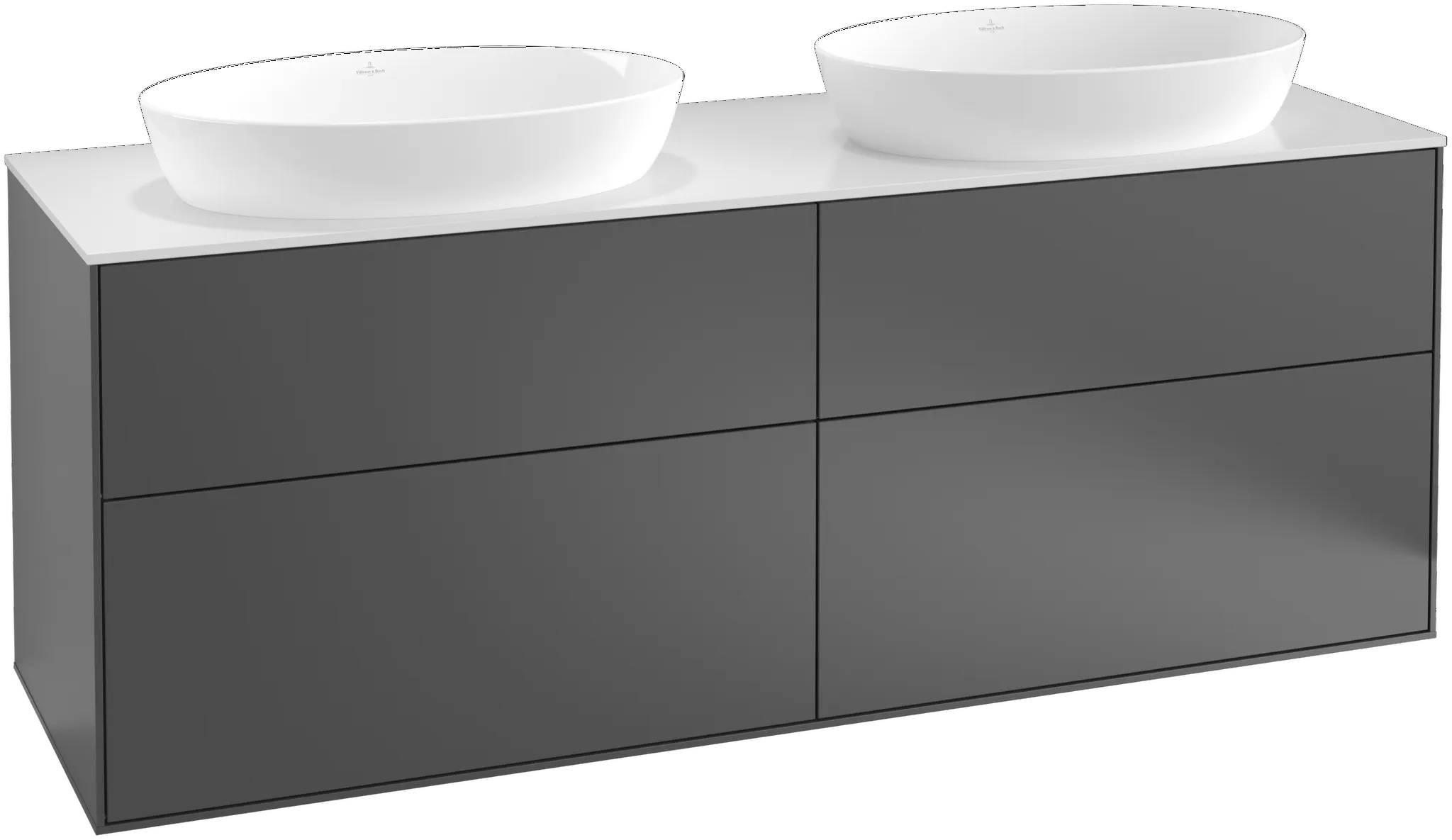 Villeroy & Boch Waschtischunterschrank „Finion“ für Schrankwaschtisch 160 × 60,3 × 50,1 cm 4 Schubladen, für 2 Waschbecken, inkl. Beleuchtung links und rechts