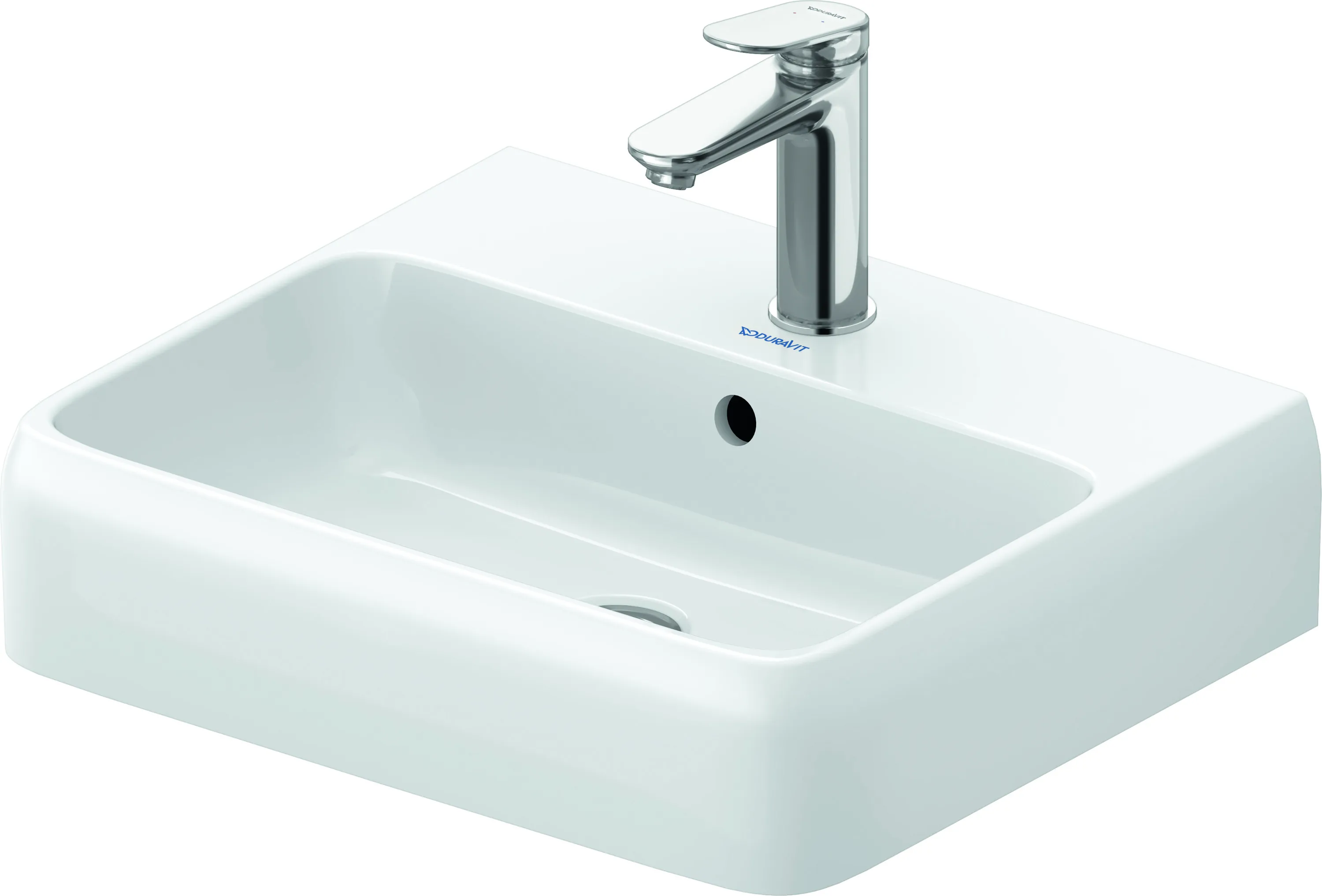 Wandwaschtisch Unterseite glasiert „Qatego“ 50 × 42 × 15 cm, Hahnlochposition mittig in mit HygieneGlaze Wandwaschtisch Unterseite glasiert „Qatego“ 50 × 42 × 15 cm, Hahnlochposition mittig in mit HygieneGlaze