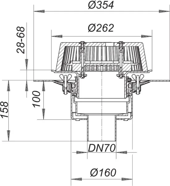 Notablauf SuperDrain 62 Schraubflansch, DN 70 Notablauf SuperDrain 62 Schraubflansch, DN 70