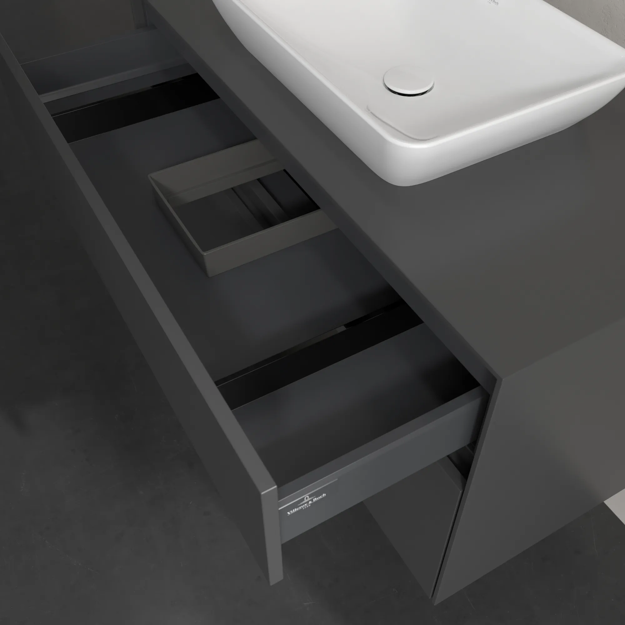 Villeroy & Boch Waschtischunterschrank „Collaro“ 1000 × 548 × 500 mm Graphite, ohne Beleuchtung, für Becken mittig Villeroy & Boch Waschtischunterschrank „Collaro“ 1000 × 548 × 500 mm Graphite, ohne Beleuchtung, für Becken mittig