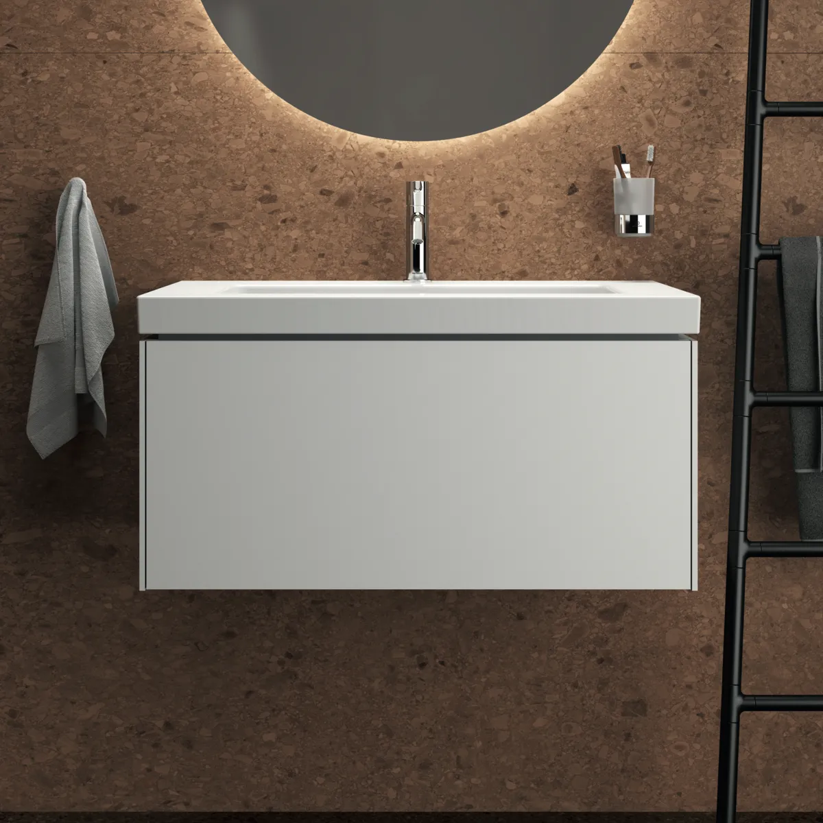 Waschbecken „Extra“ 81 × 51 × 15 cm, Hahnlochposition mittig in Weiß Waschbecken „Extra“ 81 × 51 × 15 cm, Hahnlochposition mittig in Weiß