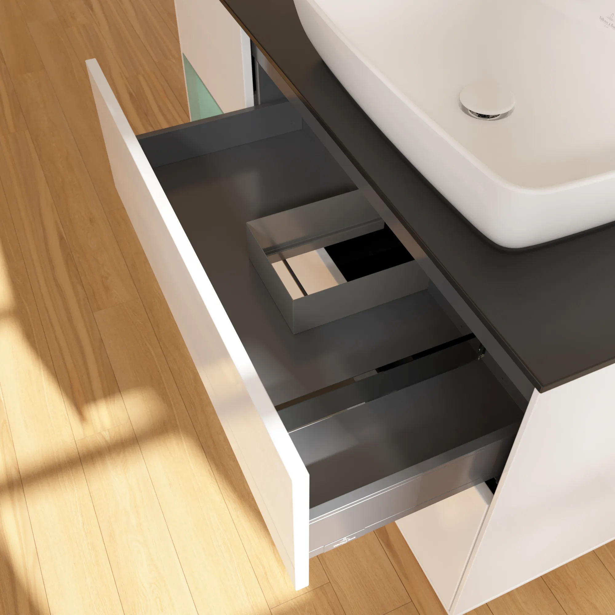 Villeroy & Boch Waschtischunterschrank „Finion“ für Schrankwaschtisch 1200 × 603 × 501 mm Glossy White Lacquer, für Becken rechts