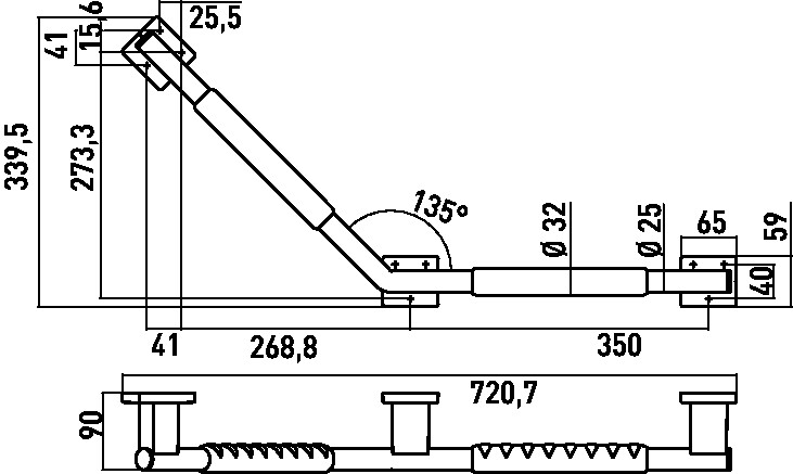 emco 135°-Winkelgriff „system 2“ mit rutschhemmender Ummantelung in chrom / schwarz, rechts