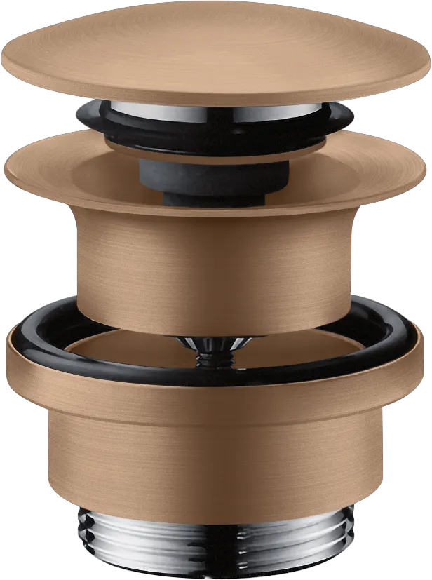 Hansgrohe AXOR Ablaufventil Push-Open, Brushed Red Gold, DN32 mit Überlaufloch, Anschluss G 1 1/4