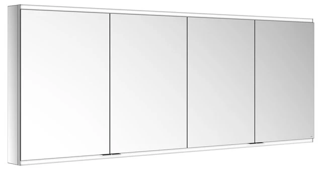 KEUCO Wandvorbau Spiegelschrank 4-türig „Royal Modular 2.0“ in Silber (eloxiert), Aufputz, mit Beleuchtung, mit Steckdosen 1900 × 700 × 120 mm