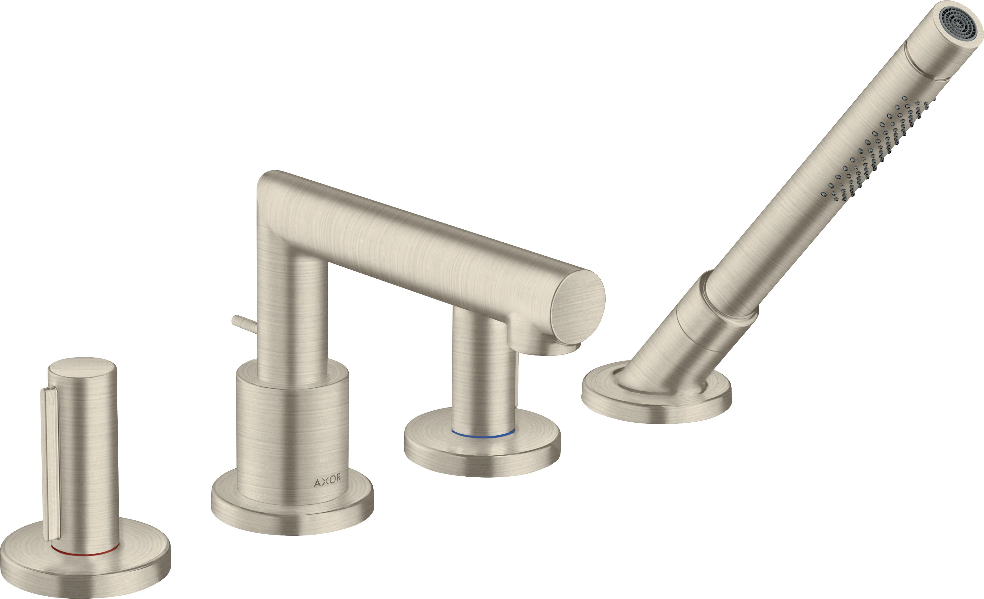 Hansgrohe AXOR Uno 4-Loch Wannenrandarmatur Zerogriff Brushed Nickel, Ausladung 152 mm, max. Durchfluss 22 l/min, Wannenrandmontage Hansgrohe AXOR Uno 4-Loch Wannenrandarmatur Zerogriff Brushed Nickel, Ausladung 152 mm, max. Durchfluss 22 l/min, Wannenrandmontage