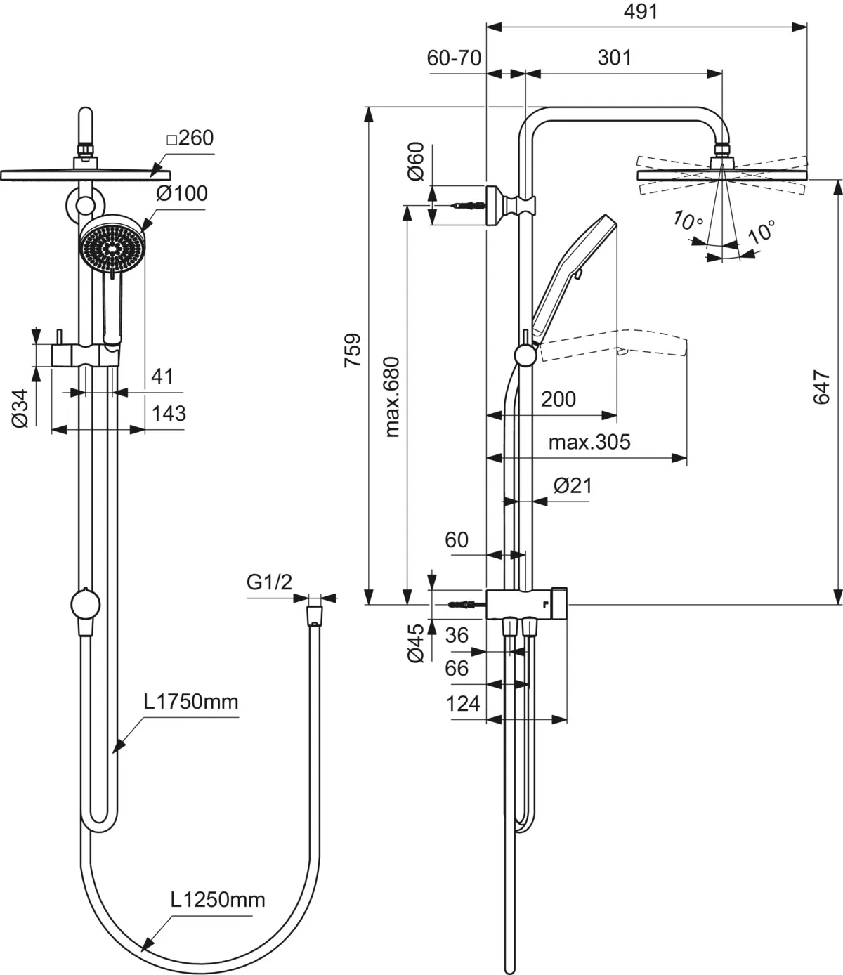 Ideal Standard Duschsystem „Ceratwist T25“