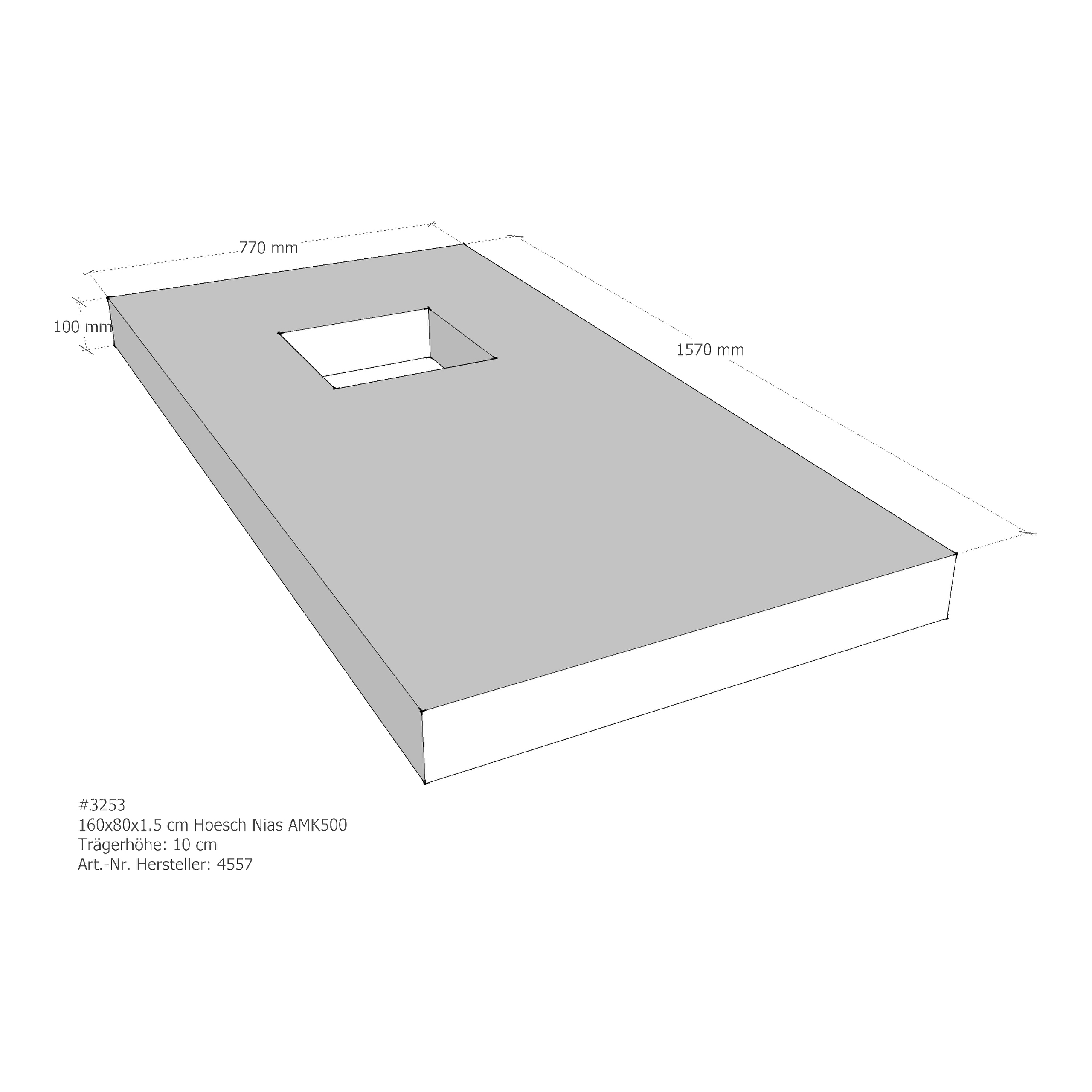 Duschwannenträger für Hoesch Nias 160 × 80 × 1,5 cm Breite: 80 cm / Länge: 160 cm