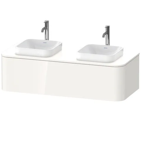 Duravit Waschtischunterschrank wandhängend „Happy D.2 Plus“ 130 × 35,4 × 55 cm Becken: links und rechts / Beleuchtung: ohne / Front- & Korpusfarbe: Weiß Hochglanz / Größe: 130 × 55 × 35,4 cm / Oberfläche: Dekor / Schubladen: 1 Duravit Waschtischunterschrank wandhängend „Happy D.2 Plus“ 130 × 35,4 × 55 cm Becken: links und rechts / Beleuchtung: ohne / Front- & Korpusfarbe: Weiß Hochglanz / Größe: 130 × 55 × 35,4 cm / Oberfläche: Dekor / Schubladen: 1