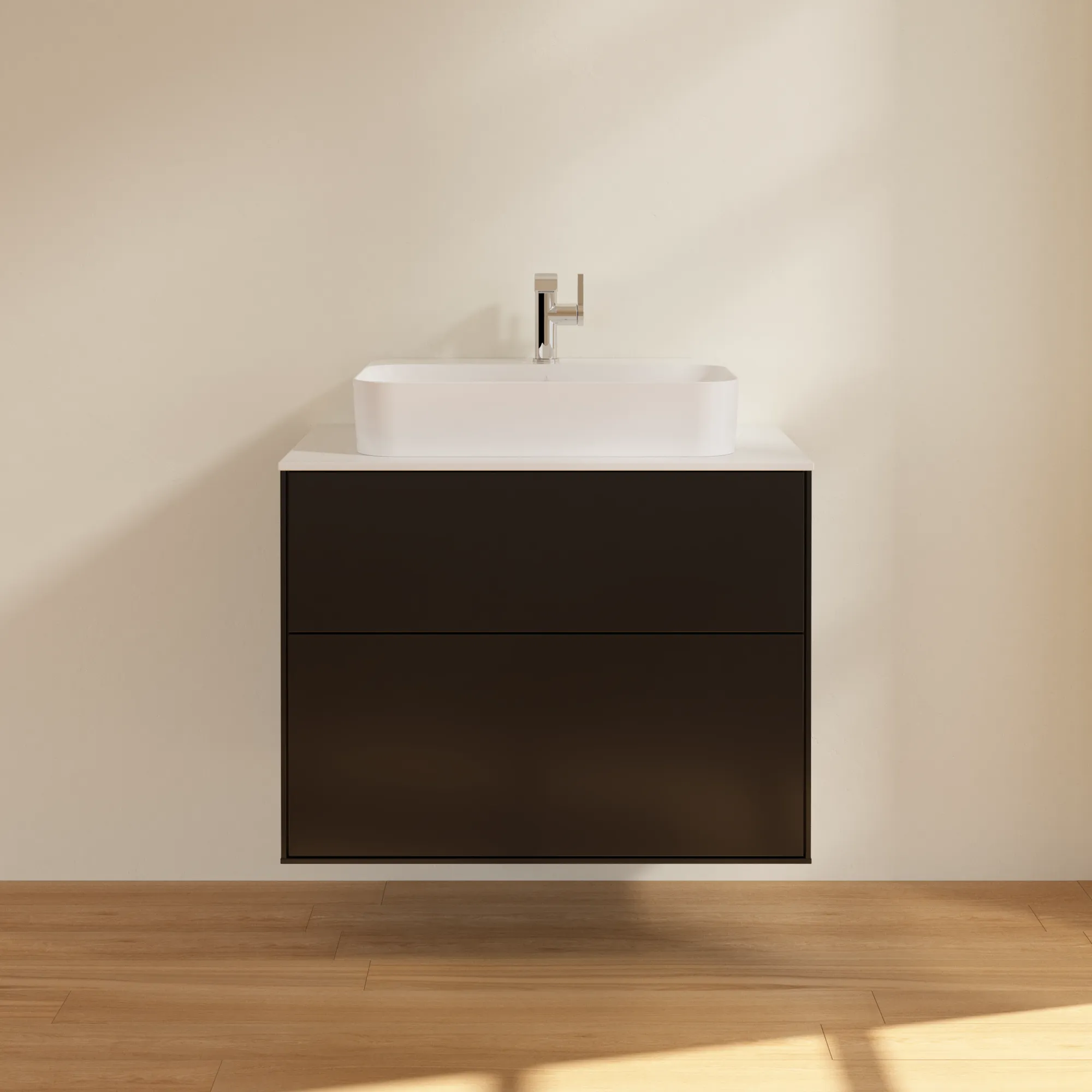 Villeroy & Boch Finion Waschbeckenunterschrank G34, 800 x 603 x 501 mm, Black Matt Lacquer / Glass White Matt Villeroy & Boch Finion Waschbeckenunterschrank G34, 800 x 603 x 501 mm, Black Matt Lacquer / Glass White Matt