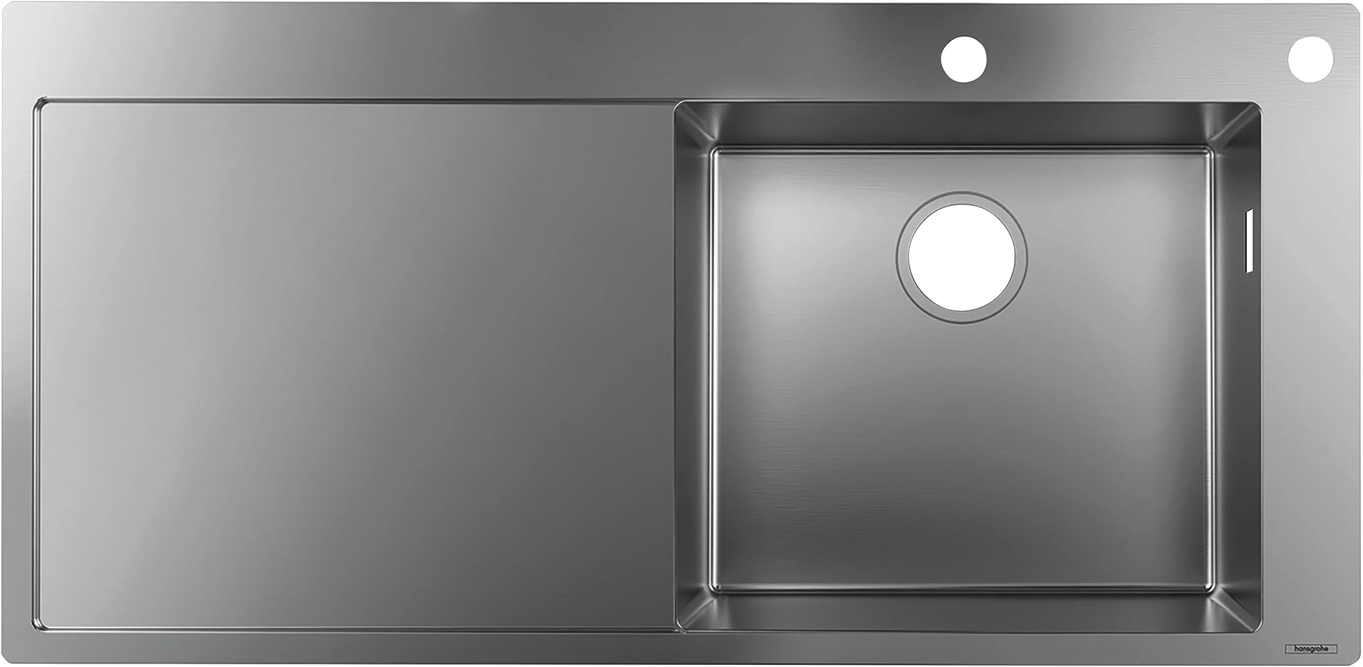 Hansgrohe Einbauspüle S71, Edelstahl, 1025 x 490 mm, 1 Hauptbecken mit Abtropffläche, Becken rechts