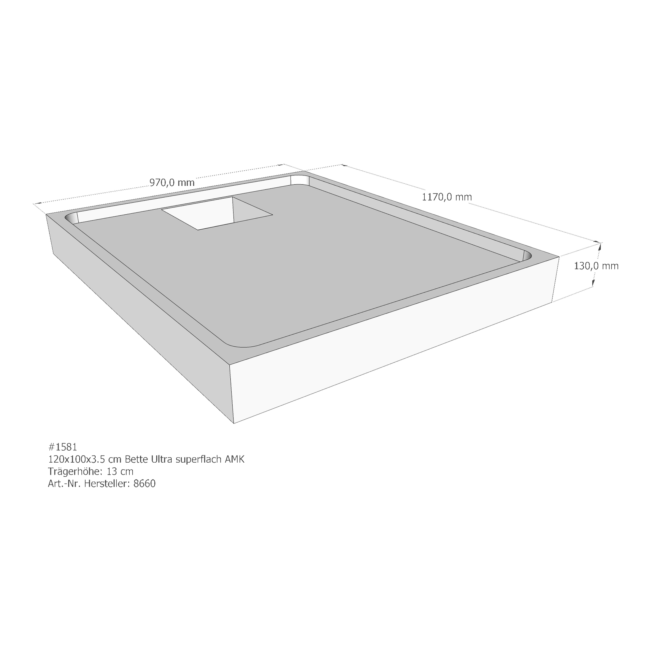 Duschwannenträger für Bette Ultra (superflach) 120 × 100 × 3,5 cm Breite: 100 cm / Länge: 120 cm Duschwannenträger für Bette Ultra (superflach) 120 × 100 × 3,5 cm Breite: 100 cm / Länge: 120 cm