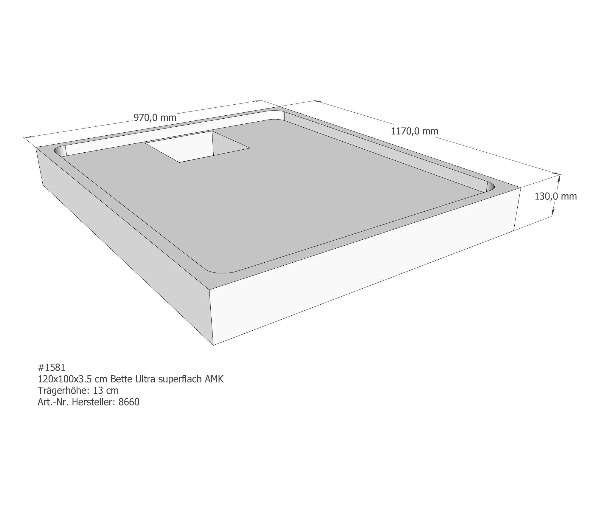 Duschwannenträger passend für Bette BetteUltra (superflach) 120 × 100 × 3,5 cm Breite: 100 cm / Länge: 120 cm Duschwannenträger passend für Bette BetteUltra (superflach) 120 × 100 × 3,5 cm Breite: 100 cm / Länge: 120 cm