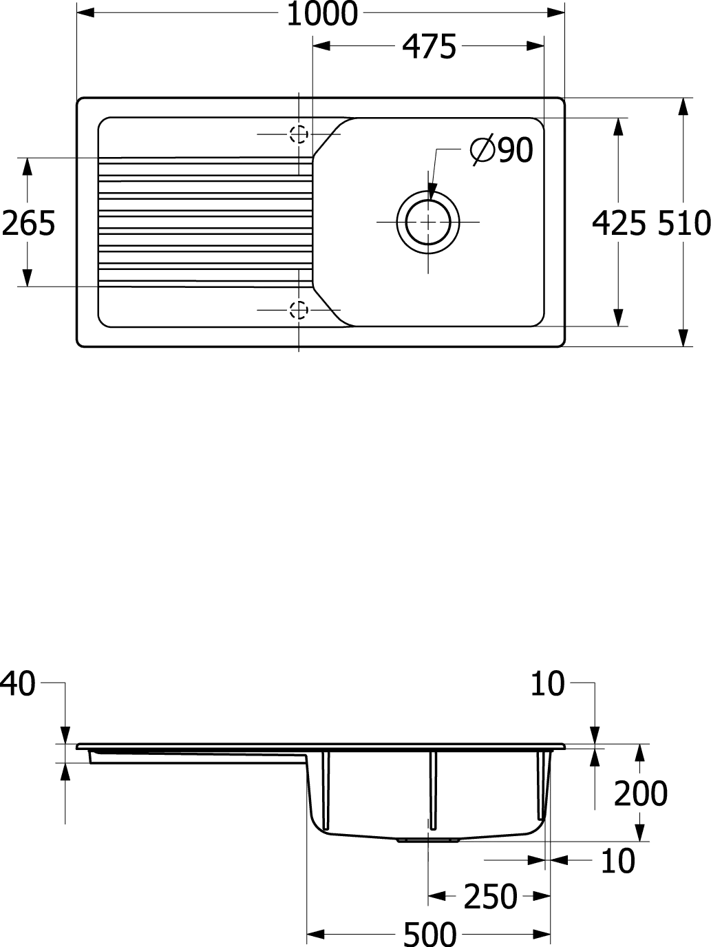 Villeroy & Boch Linara 60 Einbauspüle 338602, 1000x510mm, TitanCeram