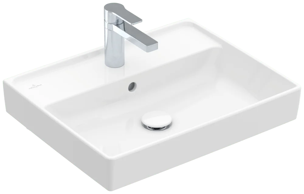 Villeroy & Boch Collaro Wandwaschbecken, 550x440x160mm, weiß Alpin CeramicPlus, Rechteckform mit Überlauf, TitanCeram Material