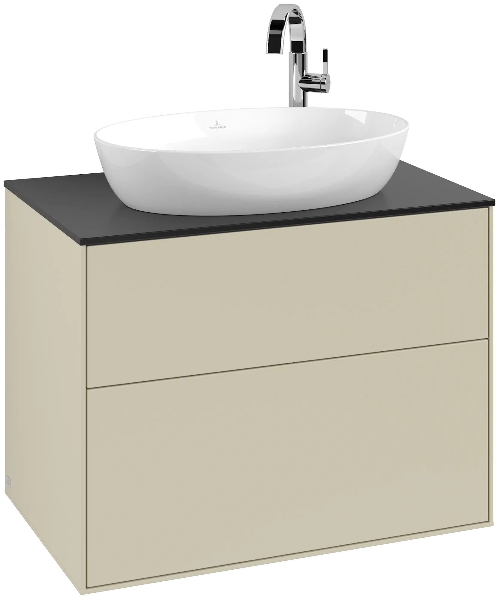 Villeroy & Boch Waschbeckenunterschrank Finion F87, Silk Grey Matt Lacquer / Glass Black Matt, 800 x 603 x 501 mm, mit SoftClosing und Push-to-open Funktion Villeroy & Boch Waschbeckenunterschrank Finion F87, Silk Grey Matt Lacquer / Glass Black Matt, 800 x 603 x 501 mm, mit SoftClosing und Push-to-open Funktion