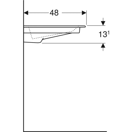 Schrankwaschtisch mit Ablagefläche „One“ mit horizontalem Ablauf 90 × 48 cm mit KeraTect®