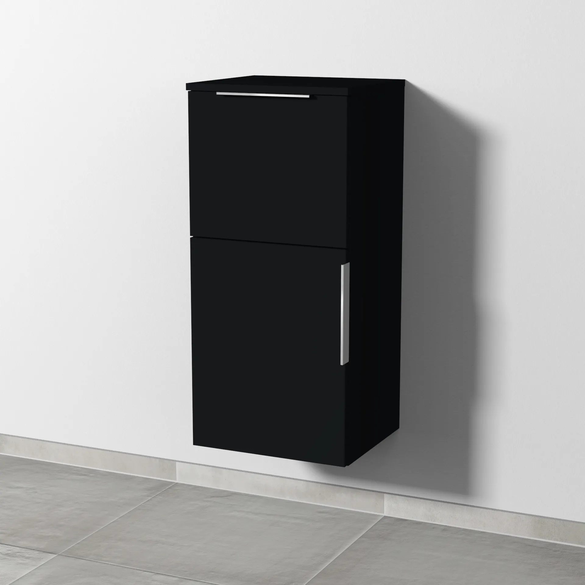 Sanipa Mittelschrank „3way“ 400 × 850 × 345 mm Anschlag links, in Schwarz (matt), Anschlag links