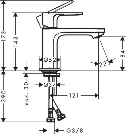 Einhebel-Waschtischmischer Rebris E 80 CoolStart o.Zugstange chrom Einhebel-Waschtischmischer Rebris E 80 CoolStart o.Zugstange chrom