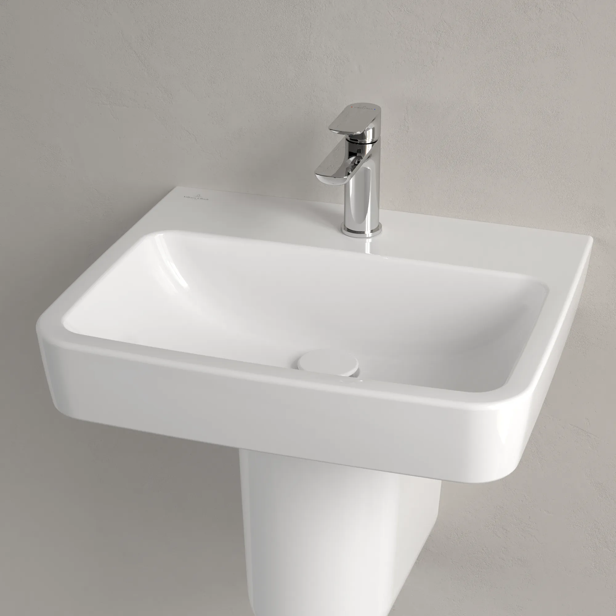 Villeroy & Boch Wandwaschtisch „O.novo“ 550 × 460 × 175 mm, für Becken mittig, mit Hahnlochbohrung, Hahnlochposition mittig in Weiß Alpin Villeroy & Boch Wandwaschtisch „O.novo“ 550 × 460 × 175 mm, für Becken mittig, mit Hahnlochbohrung, Hahnlochposition mittig in Weiß Alpin