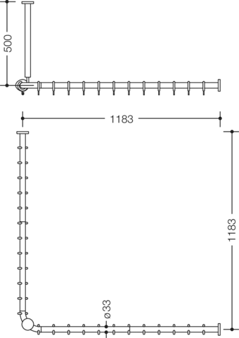 HEWI Duschvorhangstange „Serie 801“ 121,8 × 121,8 cm HEWI Duschvorhangstange „Serie 801“ 121,8 × 121,8 cm