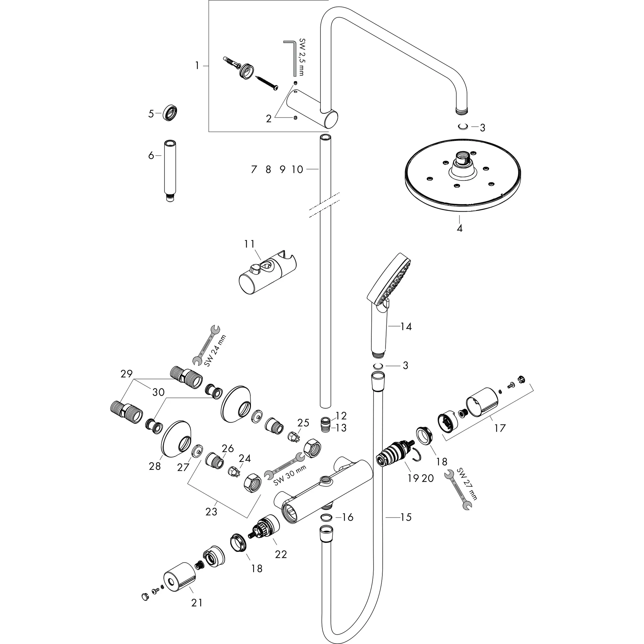 Hansgrohe Vernis Blend Showerpipe 200 1jet mit Thermostat, Chrom Hansgrohe Vernis Blend Showerpipe 200 1jet mit Thermostat, Chrom