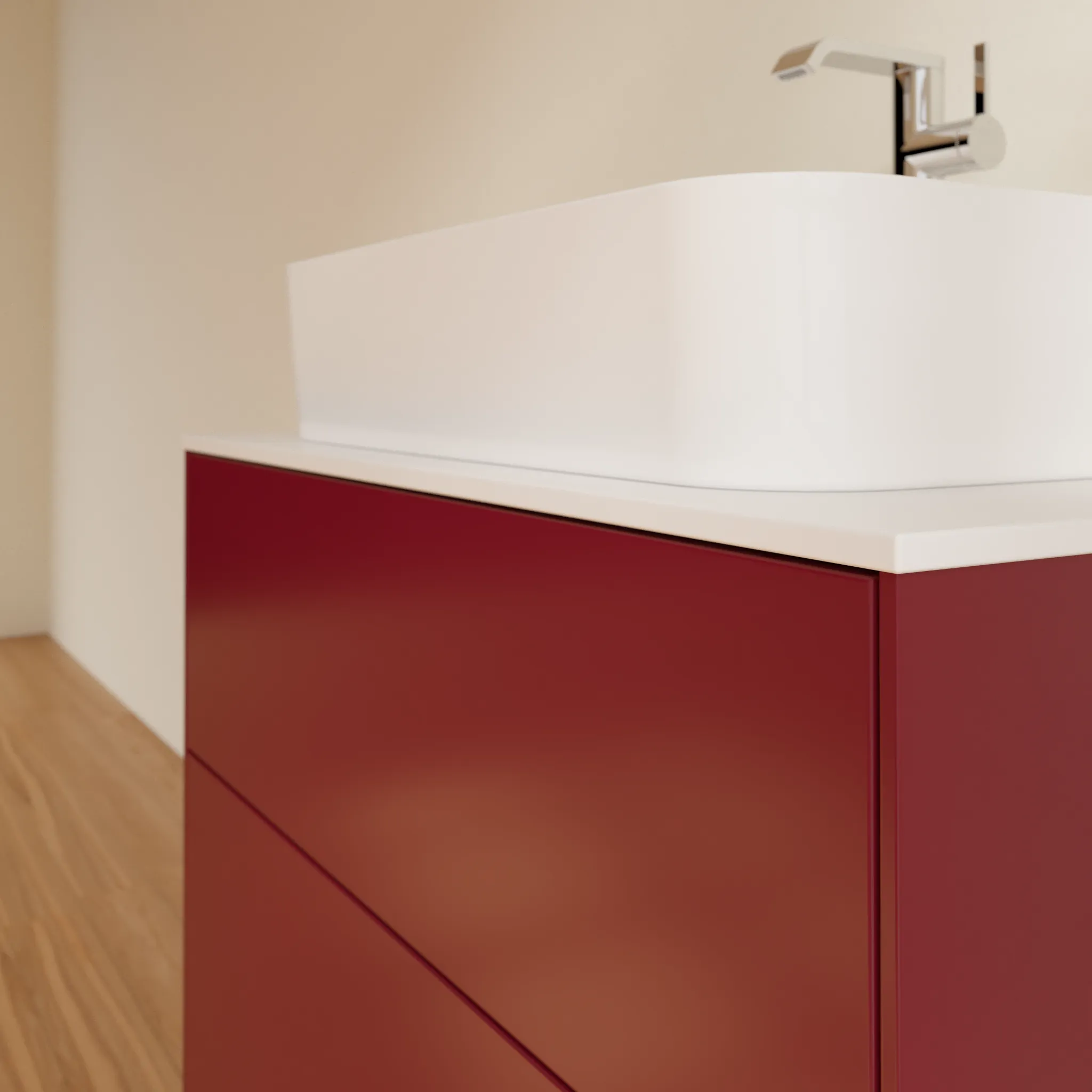 Villeroy & Boch Waschbeckenunterschrank Finion F09, 800 x 603 x 501 mm, Peony Matt Lacquer, mit SoftClosing und Push-to-open Funktion